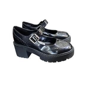 Madden Girl Black Mary Jane Platform Heels Size 6 – Wingtip Brogue Style